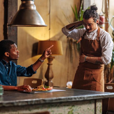 Gastronomy, waiter is insulted by guest
