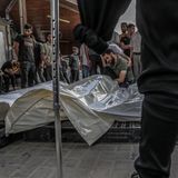 Die Toten werden in Leichensäcken aufgebahrt.