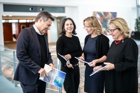 Robert Habeck, Anna-Lena Bearbock und Steffi Lembke