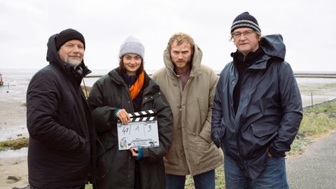 Andreas Prochaska (Regie), Philine Schmötzer (Rolle Wienke), Anton Spieker (Rolle Iven) und Detlev Buck (Rolle Hauke Haien)