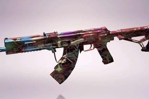 Ein animiertes Maschinengewehr aus einem Videospiel