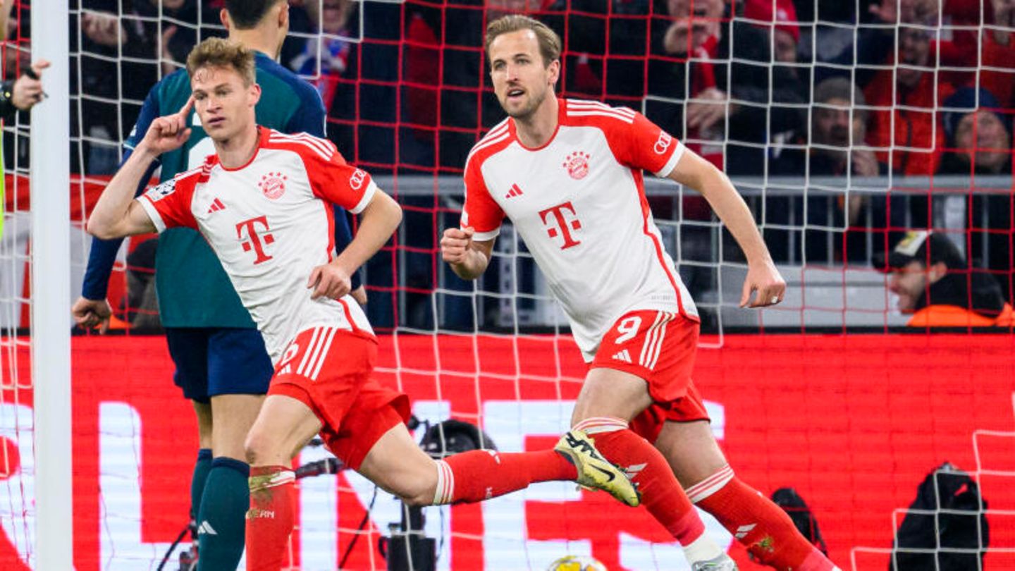 Harry Kane und Joshua Kimmich im Champions-League-Spiel gegen Arsenal London