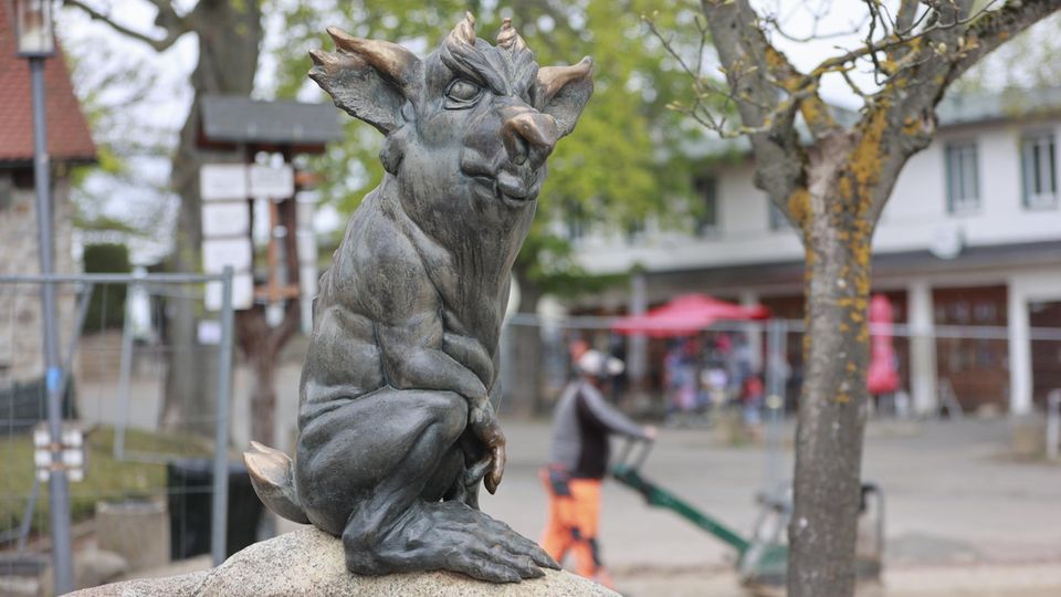 Trollfigur auf dem Hexentanzplatz in Thale