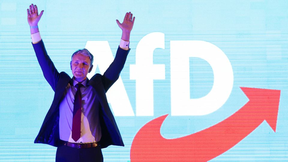 Der Thüringer AfD-Landesvorsitzende Björn Höcke auf einem Landesparteitag Ende April in Pfiffelbach.  