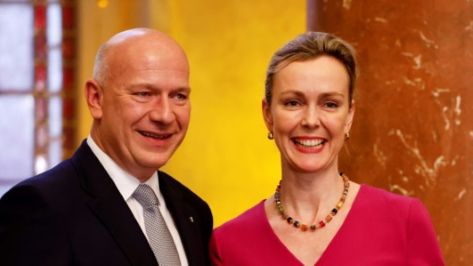 Manja Schreiber und Kai Wegner im April 2023