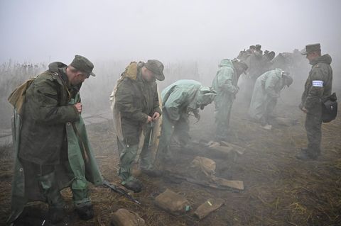 Russlands Soldaten bei einer Übung