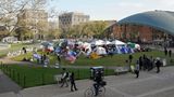 Auf dem Campus in Cambridge des Massachusetts Institute of Technology (MIT) stellten Protestierende ein ganzes Camp auf