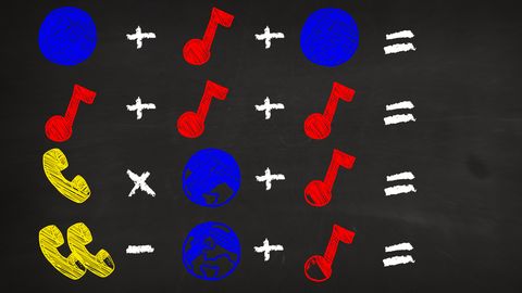 Mathematische Gleichungen mit farbigen Symbolen