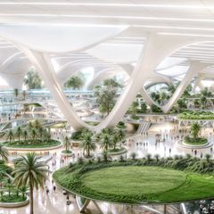Eine Animation des geplanten Flughafens in Dubai