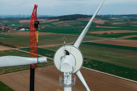 Leider kann man die Holzblätter nicht von konventionellen Rotorblättern unterscheiden.