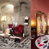 Collage: 2 Fotos im Hochformat, 3 Personen posieren in ihrer eigenen Wohnung vor ihrer Sammlung von Sexspielzeugen