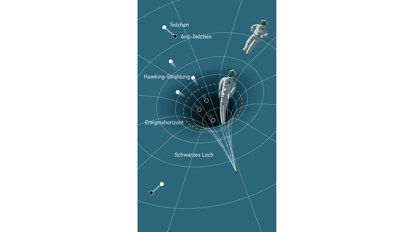 Im All bilden sich stetig verschränkte Partikel-Paare. Am Ereignishorizont werden solche Paare getrennt: Das Teilchen entkommt als Hawking-Strahlung, sein Antipartner stürzt hinein. Dessen Information geht verloren, wenn sich das Schwarze Loch auflöst. Für einen Menschen, der ins Schwarze Loch stürzt, hätte diese Hypothese zur Folge, dass er während des Falls langgezogen wird wie ein Spaghetto