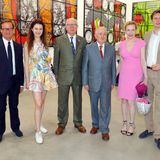 Melles im Jahr 2018 mit (von links) dem Galeristen Thaddaeus Ropac, Tochter und Schauspielkollegin Leonille Wittgenstein, den britischen Künstlern Gilbert Prousch und George Passmore ("Gilbert & George") sowie Sohn und Musiker Constantin Prinz zu Sayn-Wittgenstein-Sayn