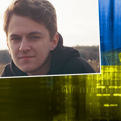 Maksym (links oben) ist seit Sommer 2022 Teil des ukrainischen Hackerkollektivs "Kiborg"