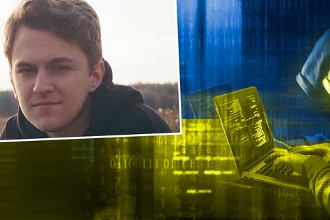 Maksym (links oben) ist seit Sommer 2022 Teil des ukrainischen Hackerkollektivs "Kiborg"