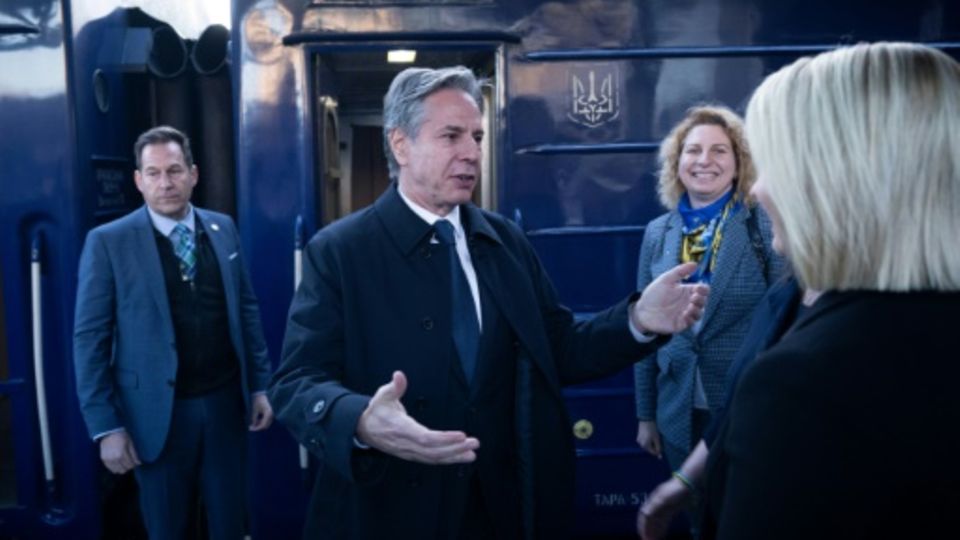 US-Außenminister Antony Blinken am Bahnhof in Kiew