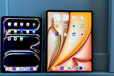 iPad Pro (links) und iPad Air stehen an eine Wand gelehnt