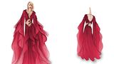 Skizze eines roten Kleides von Alberta Ferretti