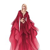 Skizze eines roten Kleides von Alberta Ferretti