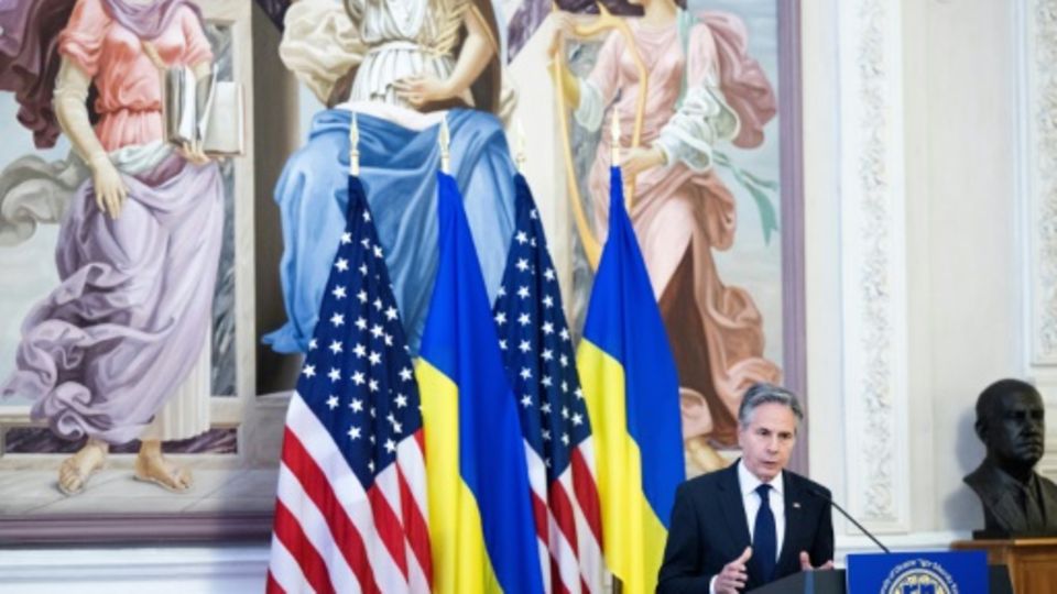 US-Außenminister Blinken bei einer Rede in Kiew