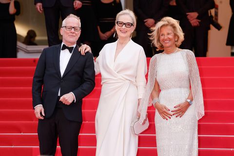 Thierry Frémaux, Meryl Streep, Iris Knobloch auf dem Roten Teppich in Cannes