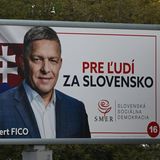 Robert Fico auf einem Wahlplakat