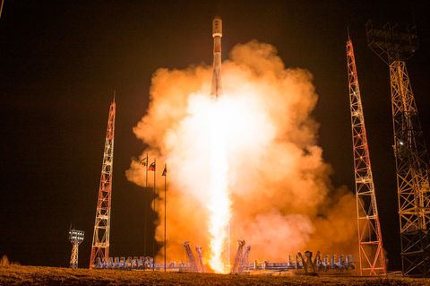 Raketenstart am Kosmodrom im nordrussischen Plesetsk