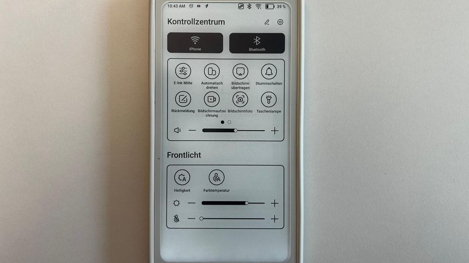 Dropdown-Menü Boox Palma Das Dropdown-Menü des Boox Palma