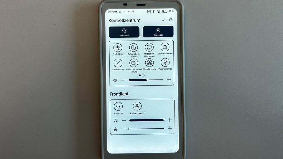Boox Palam volle Helligkeit Das Boox Palma bei voller Helligkeit