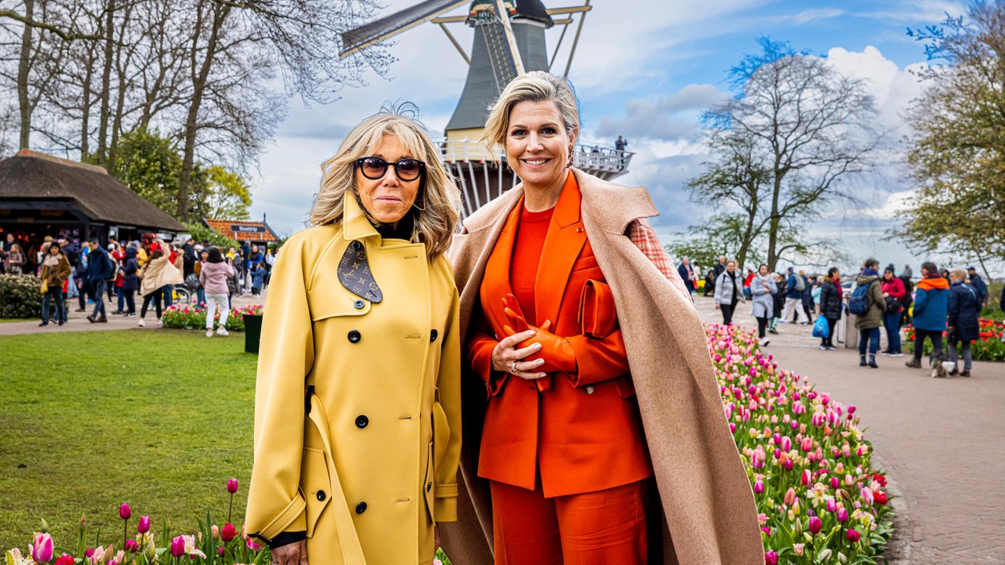 Brigitte Macron und Königin Máxima auf dem Keukenhof