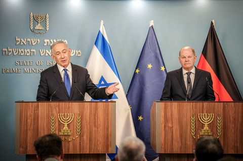 Getrübte Stimmung: Bundeskanzler Olaf Scholz beim Besuch von Israels Permier Benjamin Netanjahu in Jerusalem