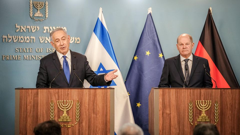 Getrübte Stimmung: Bundeskanzler Olaf Scholz beim Besuch von Israels Permier Benjamin Netanjahu in Jerusalem