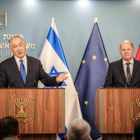 Getrübte Stimmung: Bundeskanzler Olaf Scholz beim Besuch von Israels Permier Benjamin Netanjahu in Jerusalem