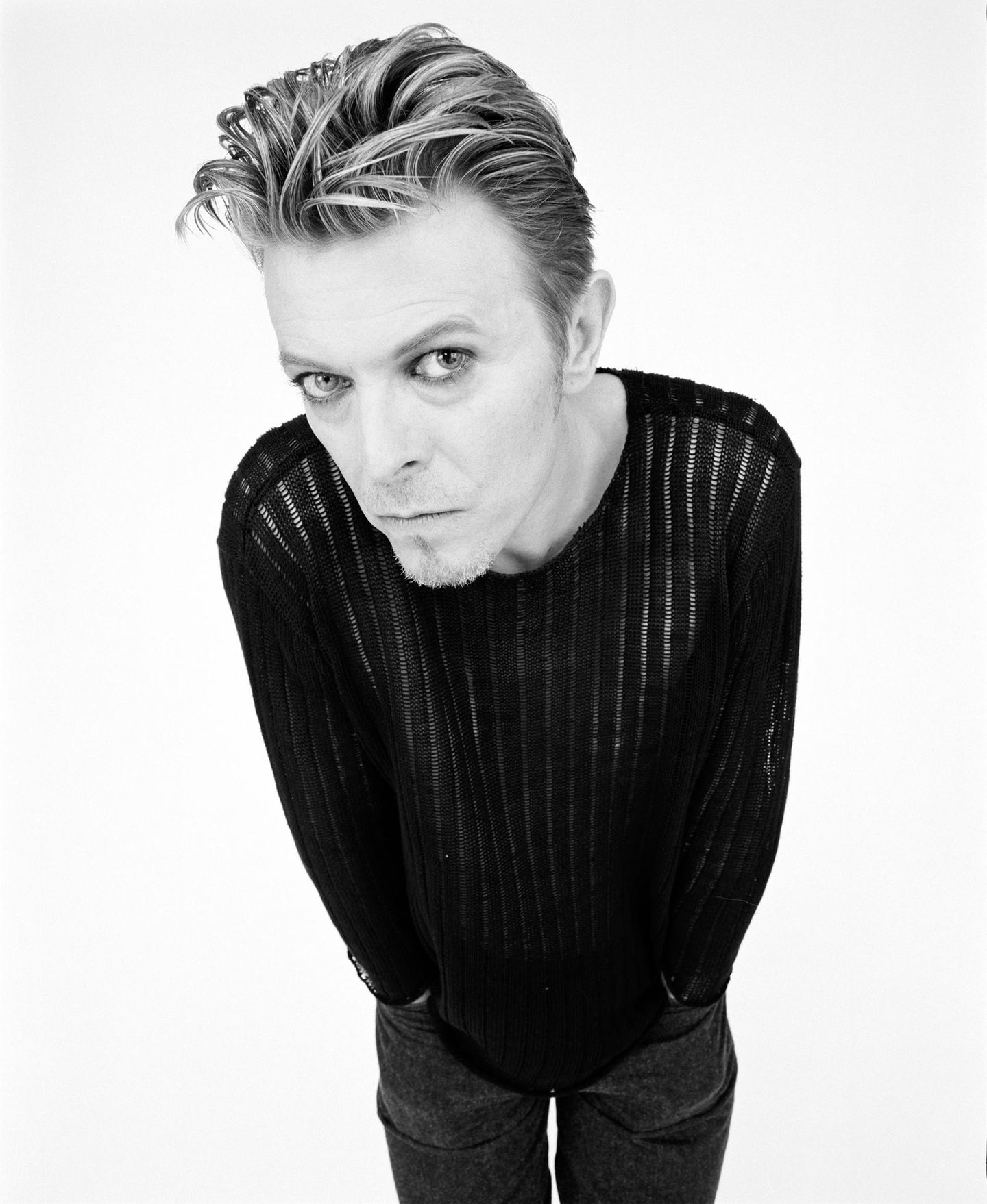 Portrait von David Bowie in Schwarzweiß