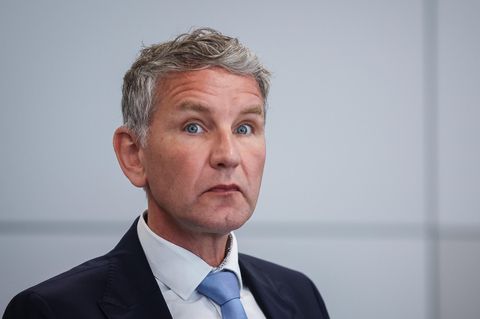Björn Höcke: Thüringens AfD-Landeschef am 14. Mai vor der Urteilsverkündung vor dem Landgericht Halle.