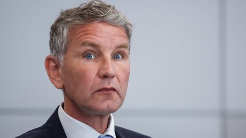 Björn Höcke: Thüringens AfD-Landeschef am 14. Mai vor der Urteilsverkündung vor dem Landgericht Halle.