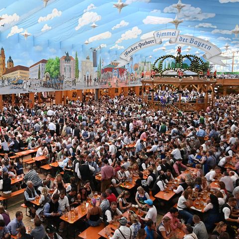 Ein Blick ins Bierzelt auf der Münchner Wiesn