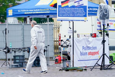 Spurensicherung auf dem Mannheimer Marktplatz