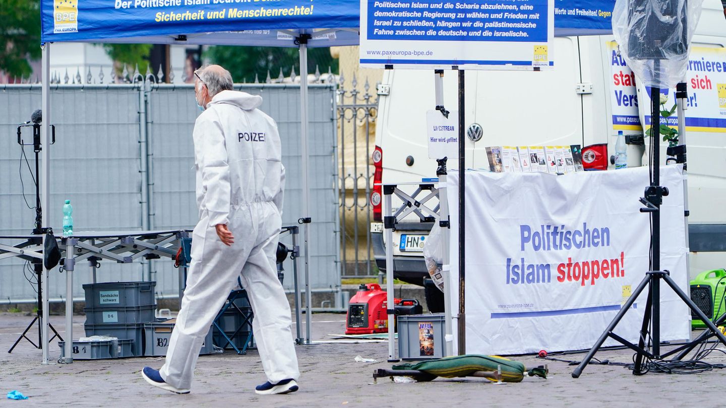Spurensicherung auf dem Mannheimer Marktplatz