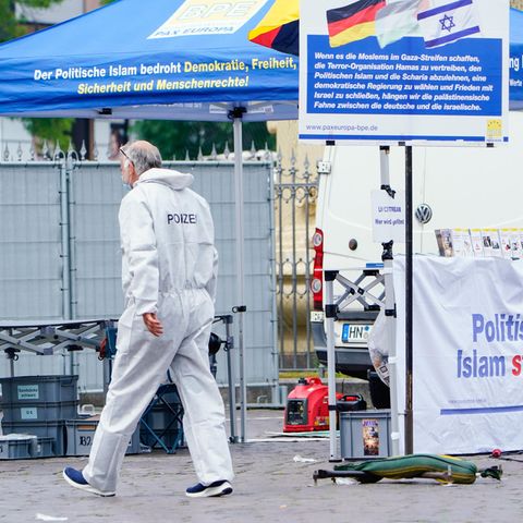 Spurensicherung auf dem Mannheimer Marktplatz