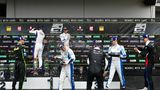 Sektdusche für die Sieger: Scherer Sport PHK Audi R8 LMS GT3 mit den Fahrern Frank Sippler, Christopher Mies, Ricardo Feller und Dennis Marschall