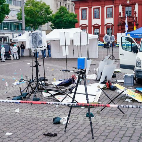 Mannheim: Der Marktplatz von Mannheim, wo es am Freitag zu einer Messerattacke gekommen war © Uwe Anspach / DPA