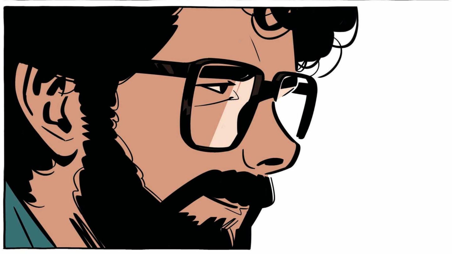 George Lucas im gezeichneten Profil