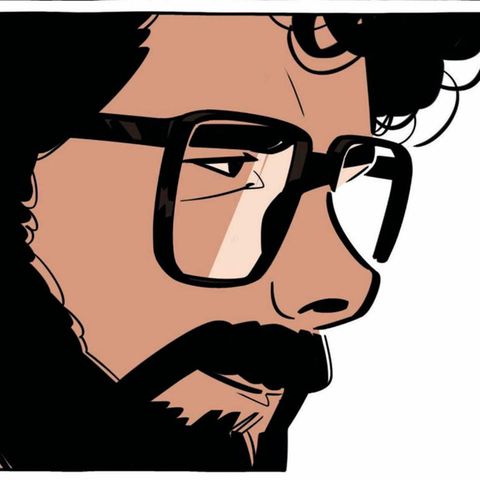 George Lucas im gezeichneten Profil