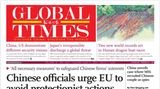 Die Titelseite der englischsprachigen chinesischen Zeitung "Global Times" berichtet auch lieber über Mexikos neue Präsidentin