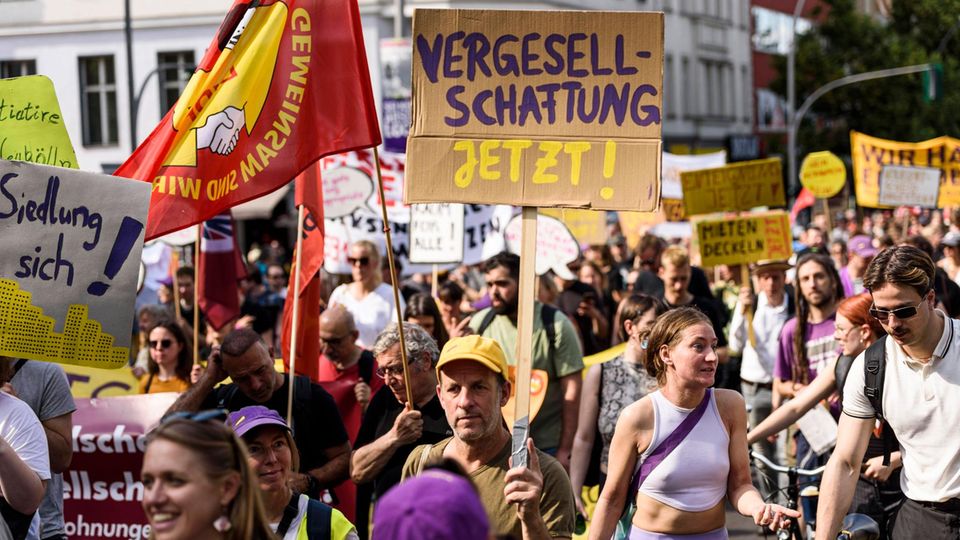Demonstration gegen Mieten und Wohnungsnot in Berlin am 1. Juni.