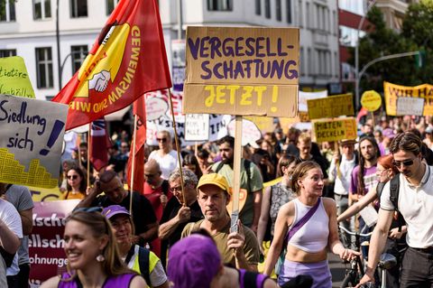 Demonstration gegen Mietpreise und Wohnungsnot in Berlin am 1. Juni.