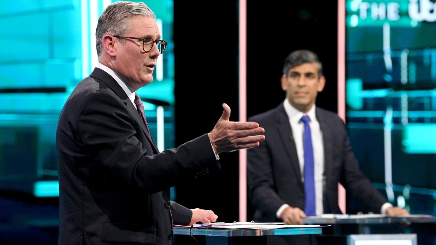 Keir Starmer (l.) gegen Rishi Sunak: Bei der TV-Debatte warben Herausforderer und Amtsinhaber um die Stimmen der Briten Keir Starmer und Rishi Sunak