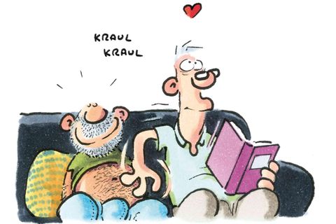 Ralf König: Paul und Konrad sitzen auf dem Sofa und träumen