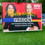 Olaf Scholz auf einem Wahlplakat zur EU-Wahl